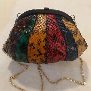 💚italmoda FIRENZE -CARACAS Multicolor Python-Texture Chain Shoulder Bag🩷